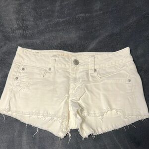 Women's White Distressed Denim Shorts